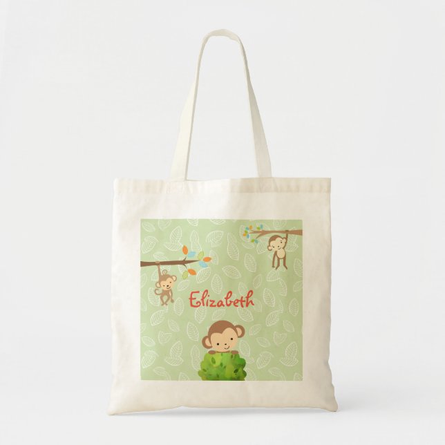 Monkeys - Playful and Cute Personalised Tote Bag (Front)