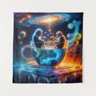 Monkeys Playing Chess in a Galactic Teacup Tapestry