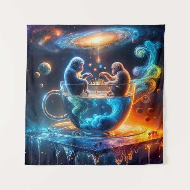 Monkeys Playing Chess in a Galactic Teacup Tapestry (Front)