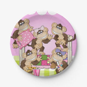 Monkeys Slumber Party Birthday Paper Plate