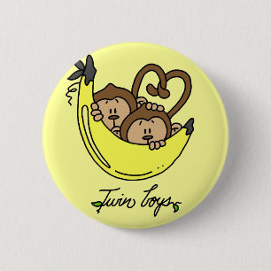 Monkeys Twin Boys Tshirts and Gifts 6 Cm Round Badge