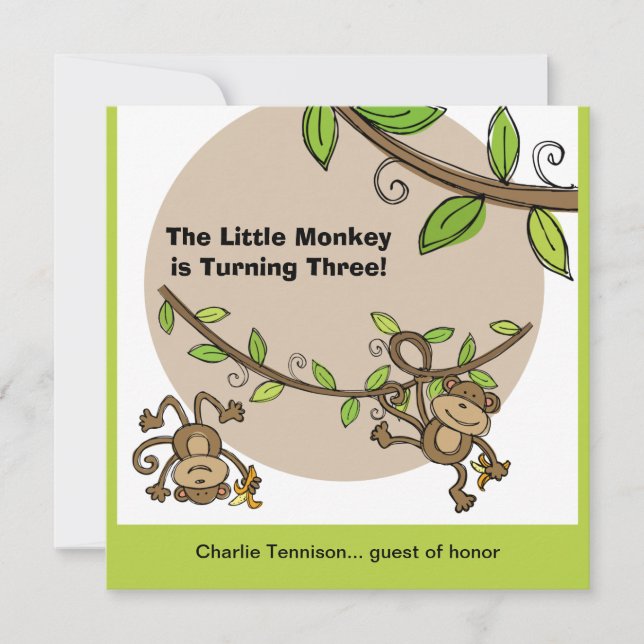 MonkeyZoo Animals Birthday Invitations (Front)