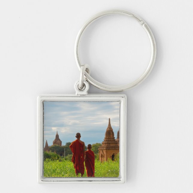 Monks with Ancient Temples Key Ring (Front)