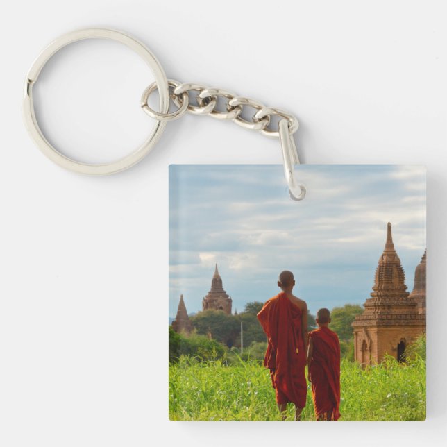 Monks with Ancient Temples Key Ring (Front)