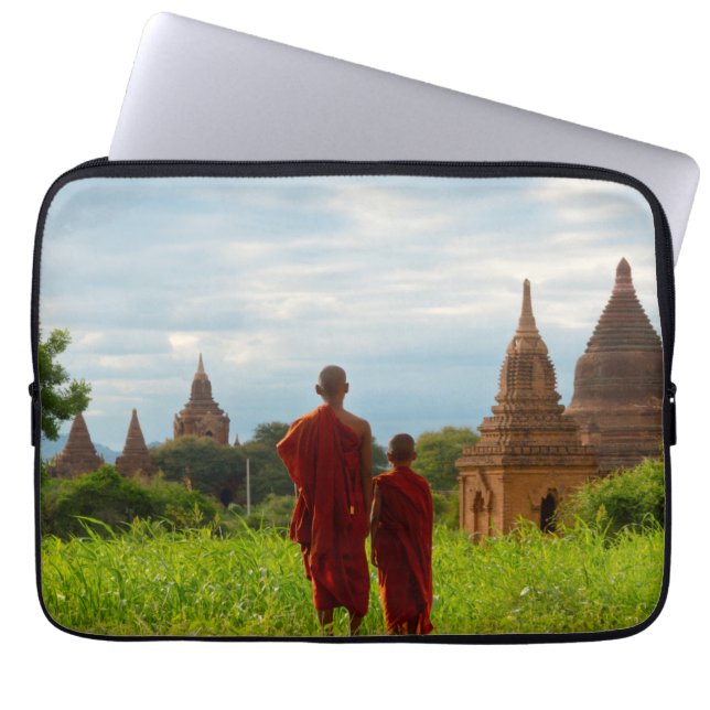 Monks with Ancient Temples Laptop Sleeve (Front)