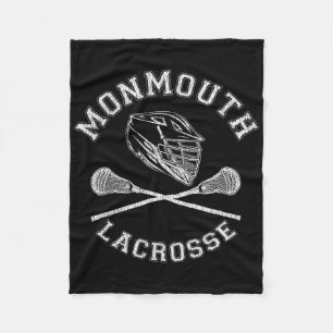 Monmouth Lacrosse Vintage Distressed Retro Lax  Fleece Blanket