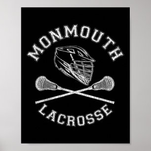 Monmouth Lacrosse Vintage Distressed Retro Lax Poster