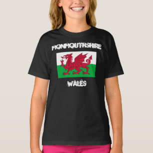 Monmouthshire, Wales with Welsh flag T-Shirt