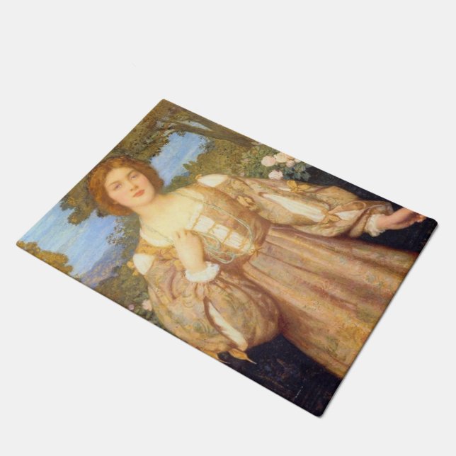 Monna Giovanna (by Edward Robert Hughes) Doormat (Angled)
