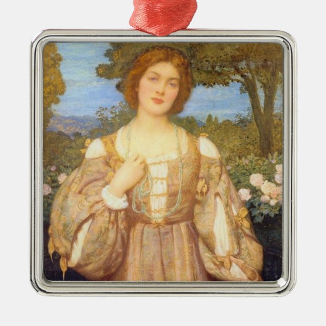 Monna Giovanna (by Edward Robert Hughes) Metal Tree Decoration (Front)