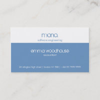 Mono Cornflower Blue & White Business Card