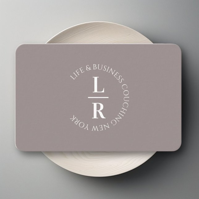 Mono gram, minimalistic grey eggplant Business Card (Monogram, minimalistic gray eggplant  Business Card)