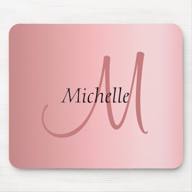 Mono gram Modern Elegant Rose Gold Template Mouse Pad (Front)