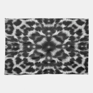 Mono kaleidoscope leopard fur pattern tea towel