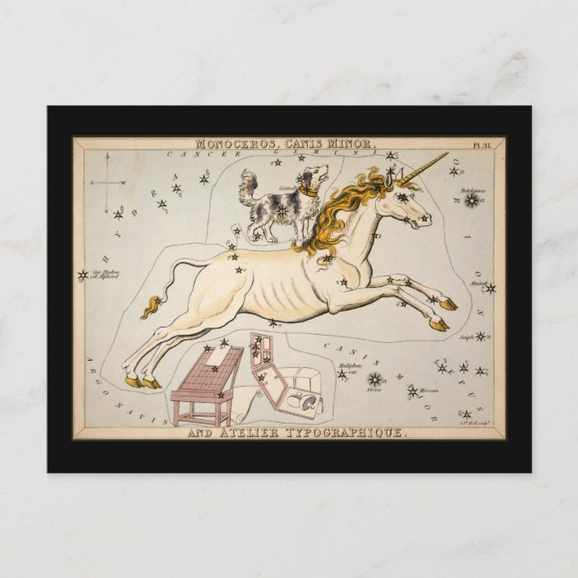 Monoceros Canis Minor and Atelier Typographique Postcard (Front)