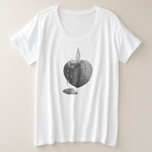 monocheome candle burning with heart shaped flame plus size T-Shirt