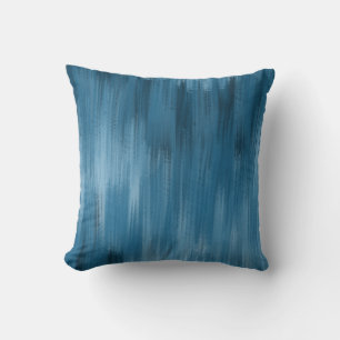 Monochromatic Abstract Brush Strokes, Blue Cushion