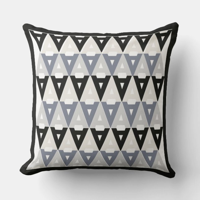 Monochromatic art deco retro design pillow (Front)