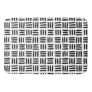 Monochromatic Black & White Basketweave Bath Mat