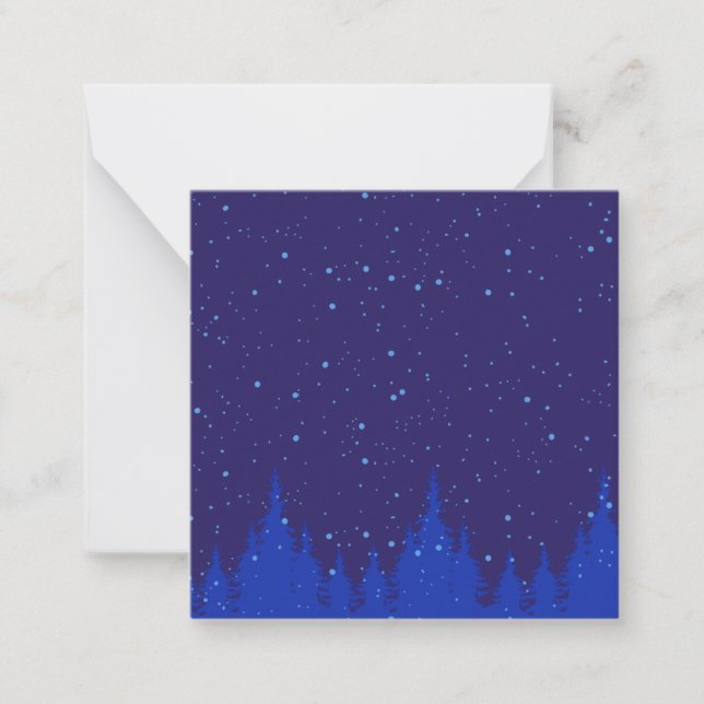 Monochromatic Blue Christmas Scene with Snow Card (Front)