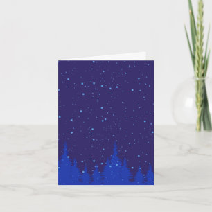 Monochromatic Blue Christmas Scene with Snow Note Card