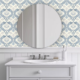 Monochromatic Blue Wreath Wallpaper