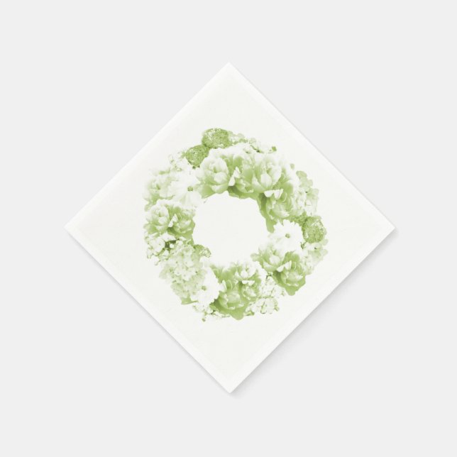 Monochromatic Celery Green Wreath Paper Napkins (Corner)