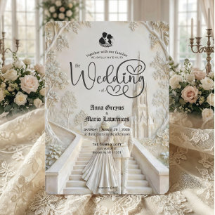 Monochromatic Cream Beige Sculpted Fairytale Invitation