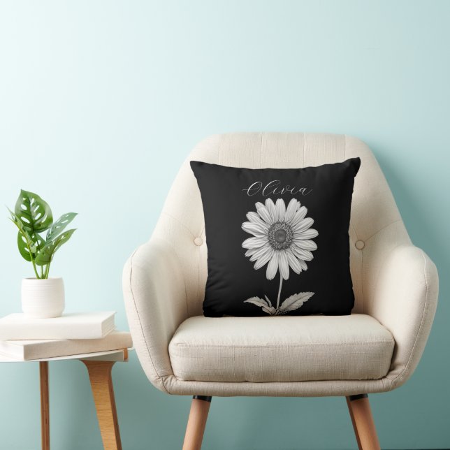 Monochromatic Daisy Flower Customisable Cushion (Chair)