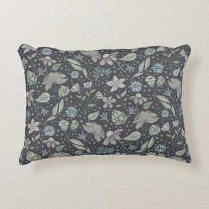 Monochromatic Ditsy Flowers Decorative Cushion