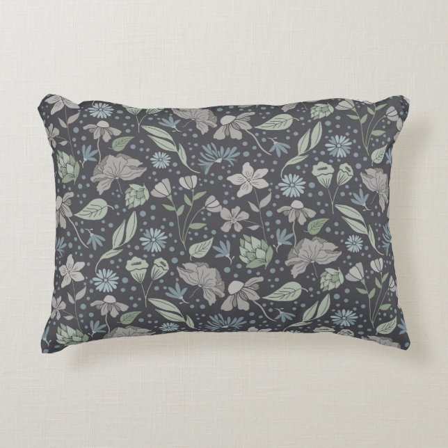 Monochromatic Ditsy Flowers  Decorative Cushion (Front)