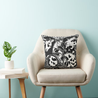 Monochromatic Elegance: Classic Cow Patch Pattern  Cushion