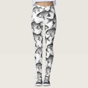 Monochromatic Fish Pattern Leggings