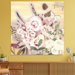 Monochromatic Floral background Canvas Print