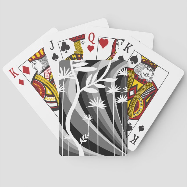 Monochromatic Floral Playing Cards (Back)