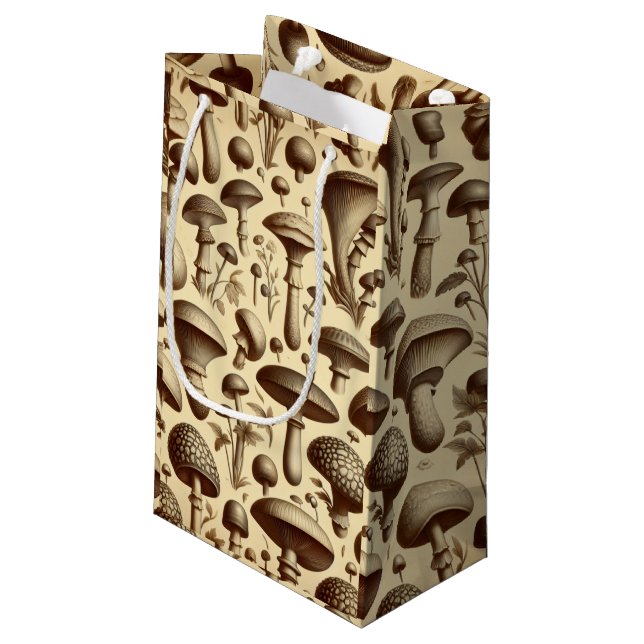Monochromatic Mushrooms Small Gift Bag (Back Angled)