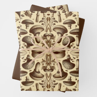 Monochromatic Mushrooms Wrapping Paper Sheet