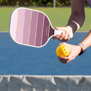 Monochromatic Pink Gradient Gold Personalisation Pickleball Paddle