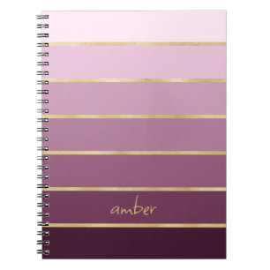 Monochromatic Pink with Gold Personalisation Notebook