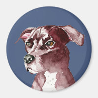 Monochromatic Pit Bull Dog Watercolor Painting