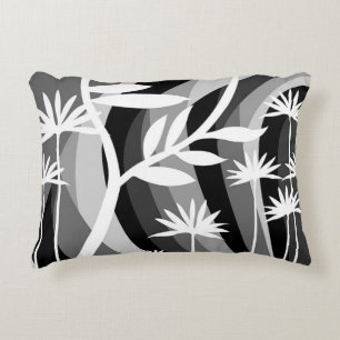 Monochromatic Plant Print Decorative Cushion