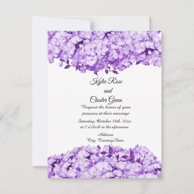 Monochromatic Purple Floral Wedding Invitation (Front)