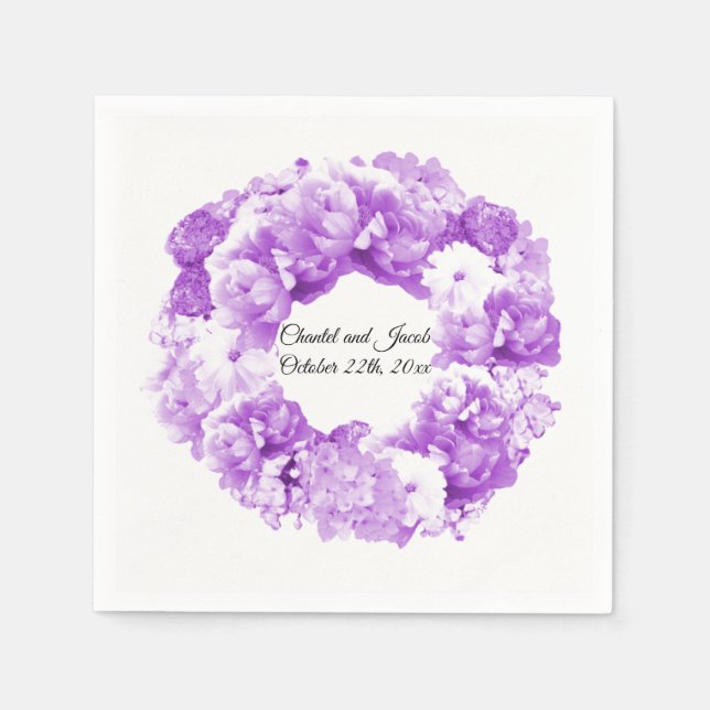 Monochromatic Purple Wreath Paper Napkins (Front)
