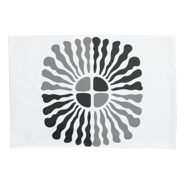 Monochromatic Radiance Sunburst of Flowing Black Pillowcase (Front)