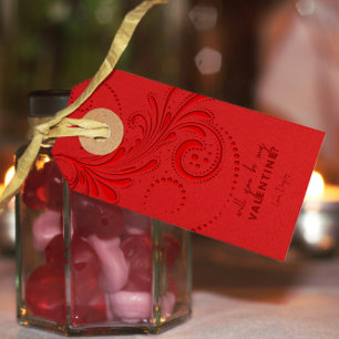 Monochromatic Red Swirl Monogram Gift Tags