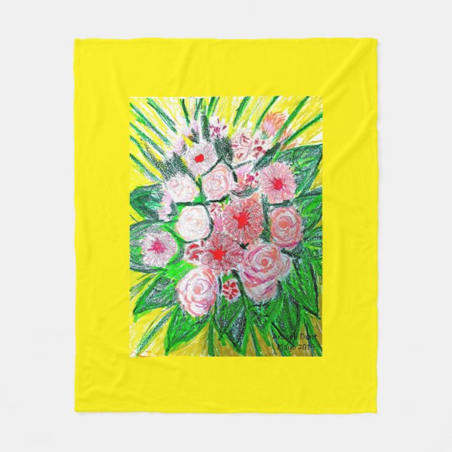 Monochromatic, Rosas, Dianthus caryophyllus,  Gerb Fleece Blanket (Front)