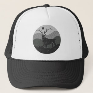 Monochromatic Spooky Elk Deer Trucker Hat