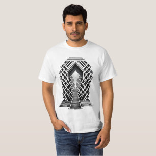 Monochromatic Stairway: Obelisk of Contrasts T-Shirt