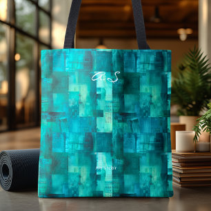 Monochromatic Teal Abstract Personalised Tote Bag