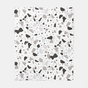 Monochromatic Terrazzo Pattern Fleece Blanket